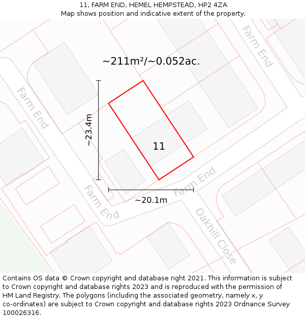 11, FARM END, HEMEL HEMPSTEAD, HP2 4ZA: Plot and title map
