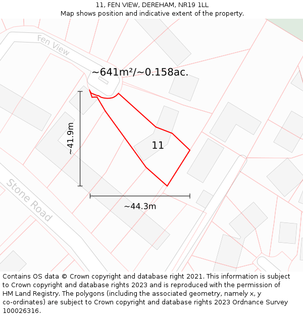 11, FEN VIEW, DEREHAM, NR19 1LL: Plot and title map