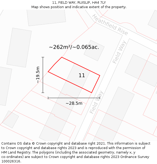 11, FIELD WAY, RUISLIP, HA4 7LY: Plot and title map