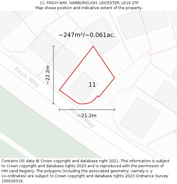 11, FINCH WAY, NARBOROUGH, LEICESTER, LE19 2TP: Plot and title map