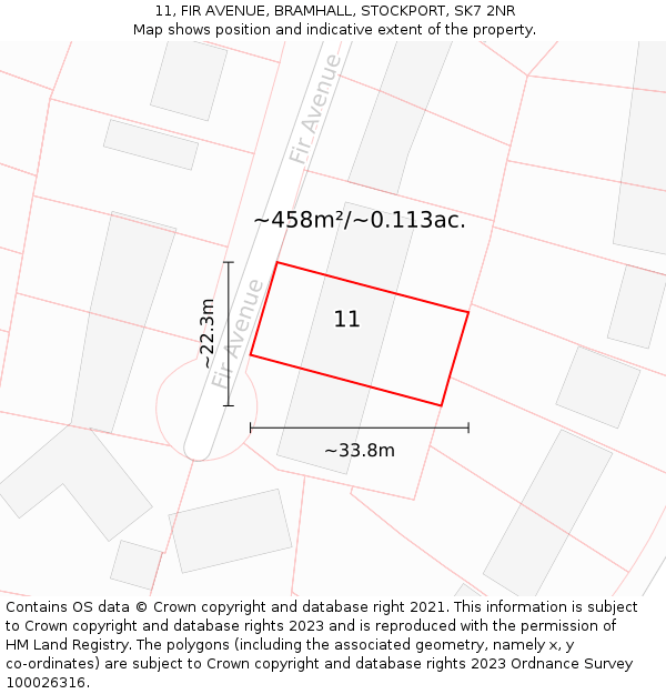 11, FIR AVENUE, BRAMHALL, STOCKPORT, SK7 2NR: Plot and title map