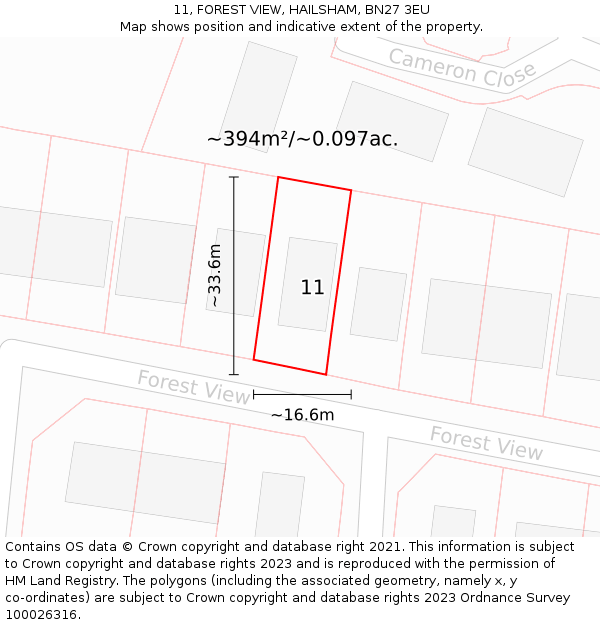 11, FOREST VIEW, HAILSHAM, BN27 3EU: Plot and title map