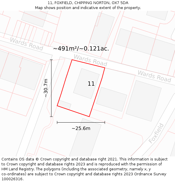 11, FOXFIELD, CHIPPING NORTON, OX7 5DA: Plot and title map