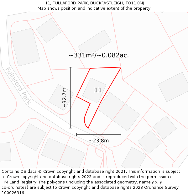 11, FULLAFORD PARK, BUCKFASTLEIGH, TQ11 0NJ: Plot and title map