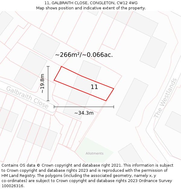 11, GALBRAITH CLOSE, CONGLETON, CW12 4WG: Plot and title map