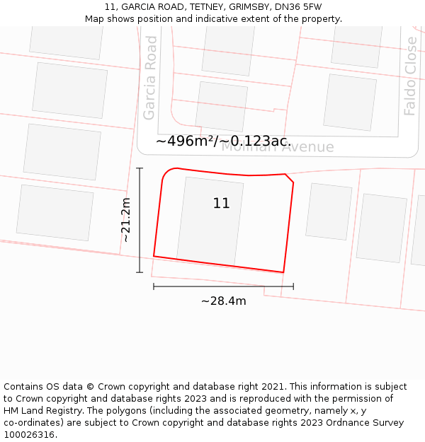 11, GARCIA ROAD, TETNEY, GRIMSBY, DN36 5FW: Plot and title map