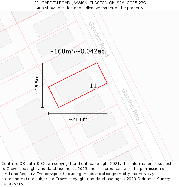 11, GARDEN ROAD, JAYWICK, CLACTON-ON-SEA, CO15 2RS: Plot and title map
