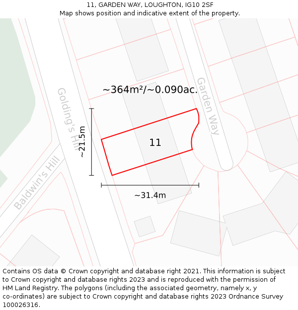 11, GARDEN WAY, LOUGHTON, IG10 2SF: Plot and title map