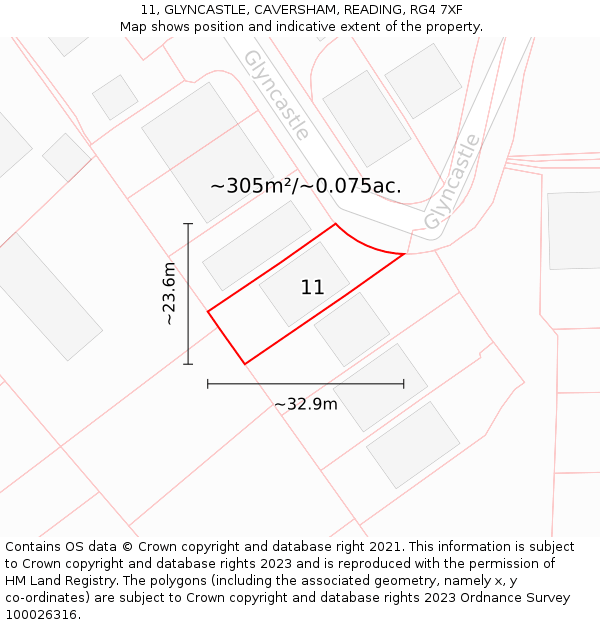 11, GLYNCASTLE, CAVERSHAM, READING, RG4 7XF: Plot and title map