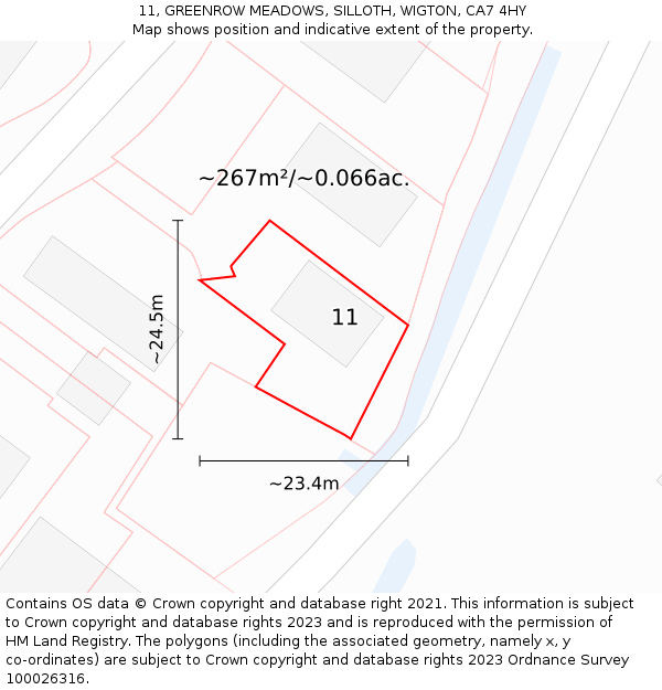 11, GREENROW MEADOWS, SILLOTH, WIGTON, CA7 4HY: Plot and title map