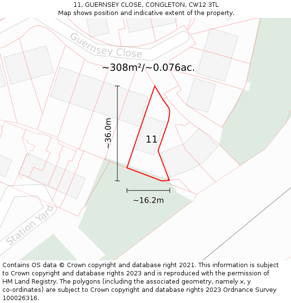 11, GUERNSEY CLOSE, CONGLETON, CW12 3TL: Plot and title map