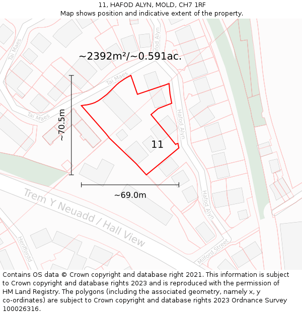 11, HAFOD ALYN, MOLD, CH7 1RF: Plot and title map