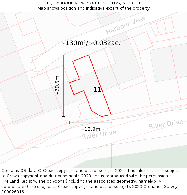 11, HARBOUR VIEW, SOUTH SHIELDS, NE33 1LR: Plot and title map