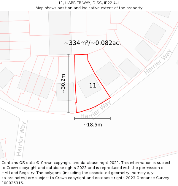 11, HARRIER WAY, DISS, IP22 4UL: Plot and title map