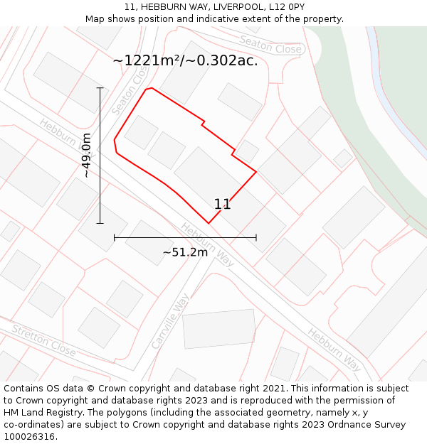 11, HEBBURN WAY, LIVERPOOL, L12 0PY: Plot and title map