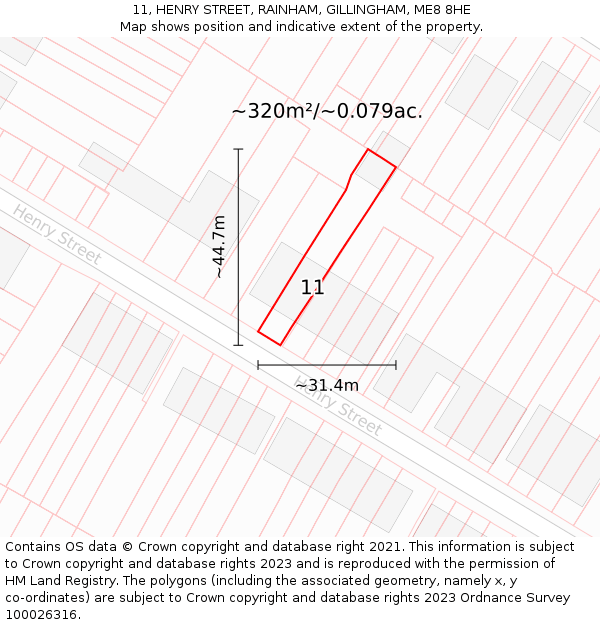 11, HENRY STREET, RAINHAM, GILLINGHAM, ME8 8HE: Plot and title map