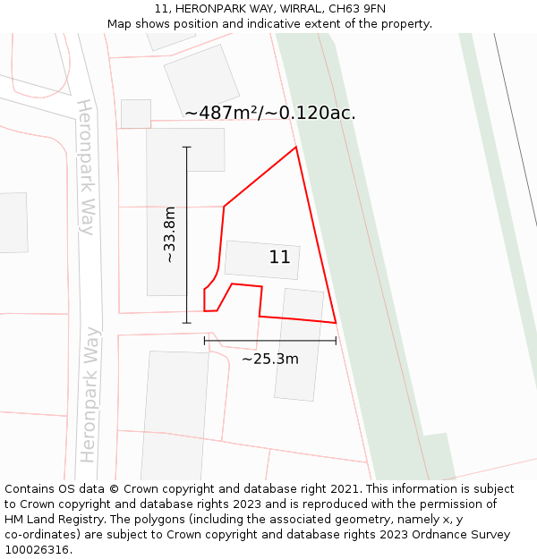 11, HERONPARK WAY, WIRRAL, CH63 9FN: Plot and title map