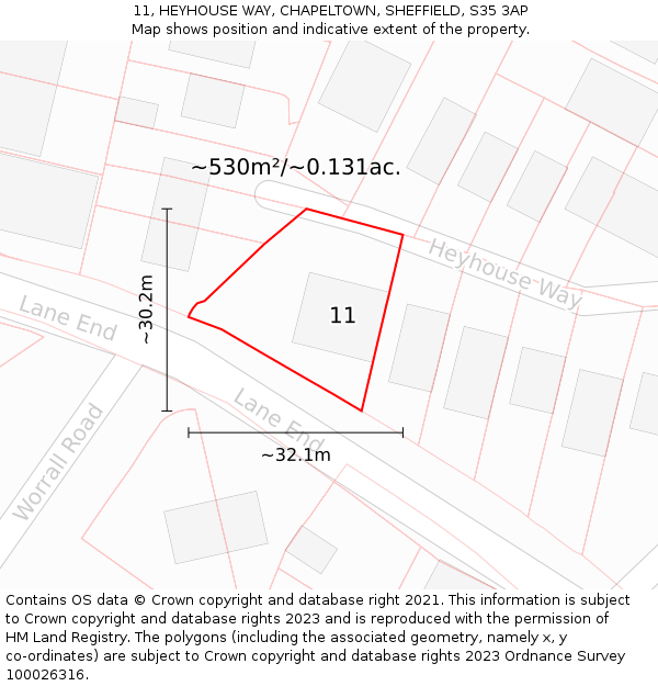 11, HEYHOUSE WAY, CHAPELTOWN, SHEFFIELD, S35 3AP: Plot and title map
