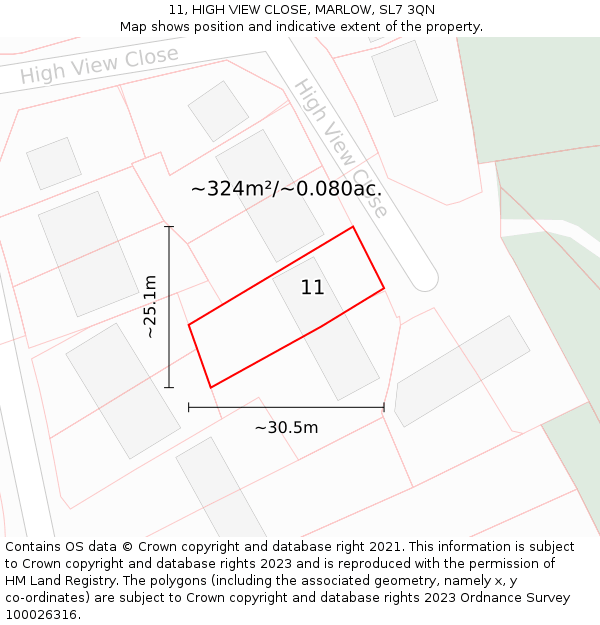 11, HIGH VIEW CLOSE, MARLOW, SL7 3QN: Plot and title map