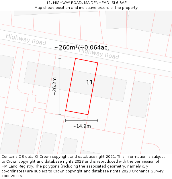11, HIGHWAY ROAD, MAIDENHEAD, SL6 5AE: Plot and title map