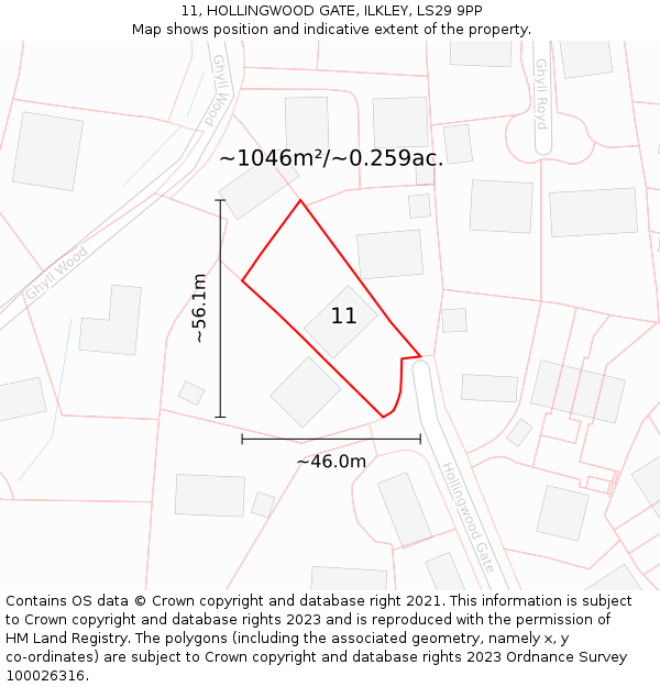 11, HOLLINGWOOD GATE, ILKLEY, LS29 9PP: Plot and title map