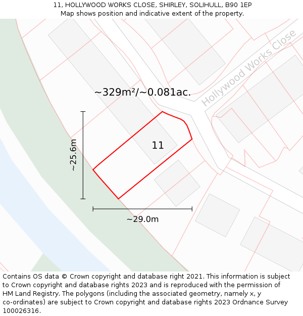 11, HOLLYWOOD WORKS CLOSE, SHIRLEY, SOLIHULL, B90 1EP: Plot and title map