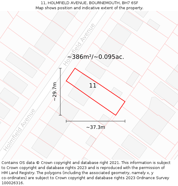 11, HOLMFIELD AVENUE, BOURNEMOUTH, BH7 6SF: Plot and title map