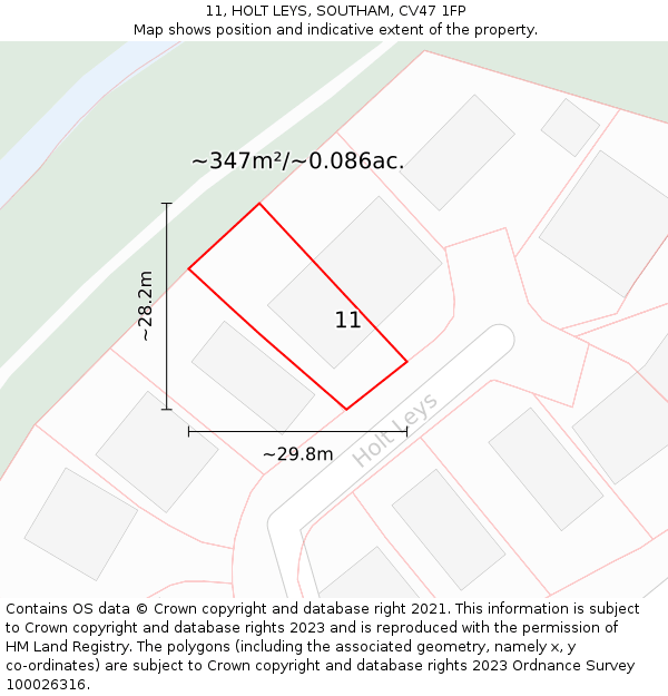 11, HOLT LEYS, SOUTHAM, CV47 1FP: Plot and title map