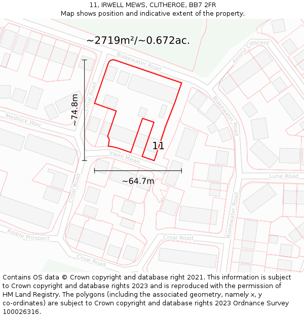 11, IRWELL MEWS, CLITHEROE, BB7 2FR: Plot and title map