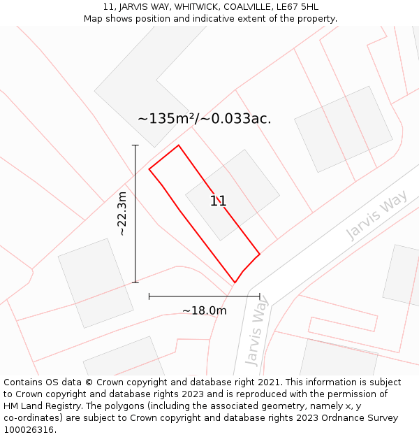 11, JARVIS WAY, WHITWICK, COALVILLE, LE67 5HL: Plot and title map