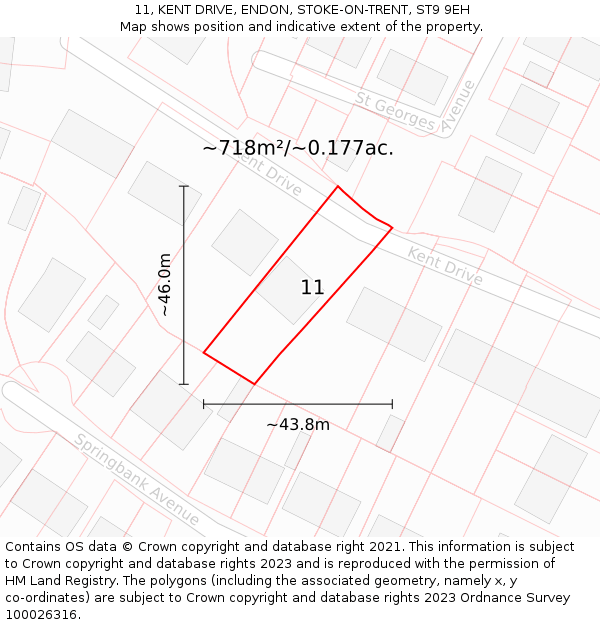 11, KENT DRIVE, ENDON, STOKE-ON-TRENT, ST9 9EH: Plot and title map