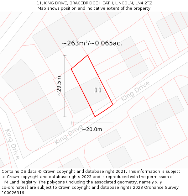 11, KING DRIVE, BRACEBRIDGE HEATH, LINCOLN, LN4 2TZ: Plot and title map