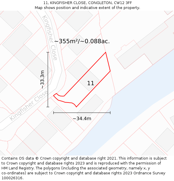 11, KINGFISHER CLOSE, CONGLETON, CW12 3FF: Plot and title map