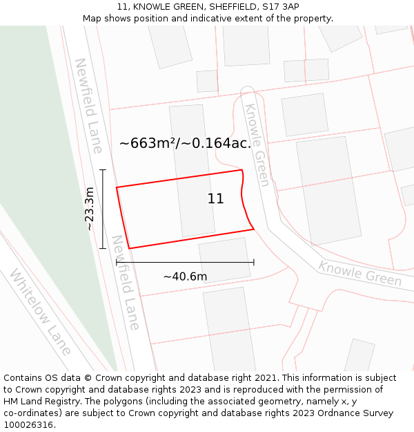 11, KNOWLE GREEN, SHEFFIELD, S17 3AP: Plot and title map