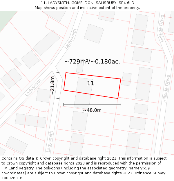 11, LADYSMITH, GOMELDON, SALISBURY, SP4 6LD: Plot and title map