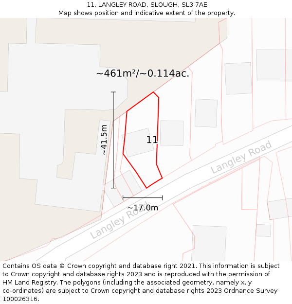 11, LANGLEY ROAD, SLOUGH, SL3 7AE: Plot and title map