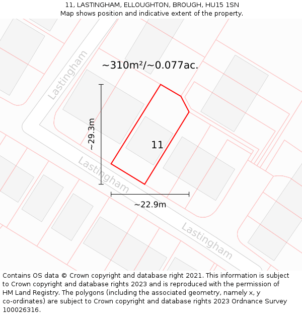 11, LASTINGHAM, ELLOUGHTON, BROUGH, HU15 1SN: Plot and title map