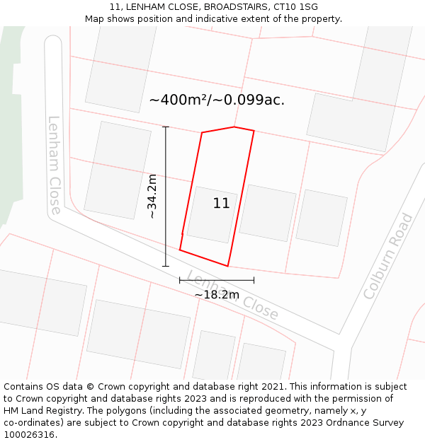 11, LENHAM CLOSE, BROADSTAIRS, CT10 1SG: Plot and title map