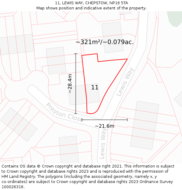 11, LEWIS WAY, CHEPSTOW, NP16 5TA: Plot and title map