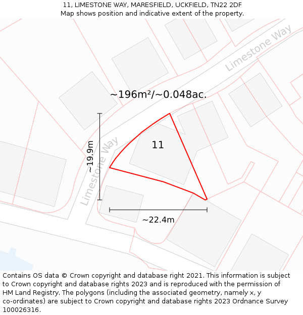 11, LIMESTONE WAY, MARESFIELD, UCKFIELD, TN22 2DF: Plot and title map