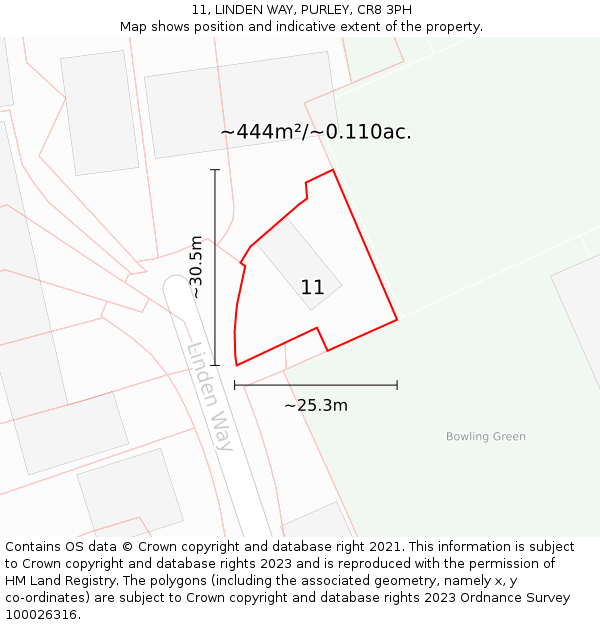 11, LINDEN WAY, PURLEY, CR8 3PH: Plot and title map
