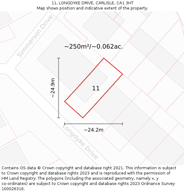 11, LONGDYKE DRIVE, CARLISLE, CA1 3HT: Plot and title map