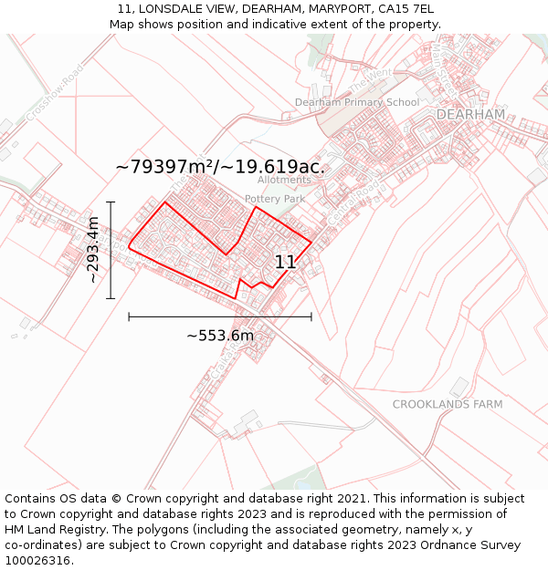 11, LONSDALE VIEW, DEARHAM, MARYPORT, CA15 7EL: Plot and title map