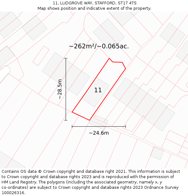 11, LUDGROVE WAY, STAFFORD, ST17 4TS: Plot and title map