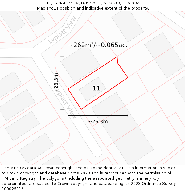 11, LYPIATT VIEW, BUSSAGE, STROUD, GL6 8DA: Plot and title map