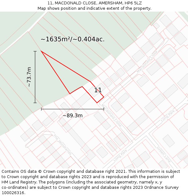 11, MACDONALD CLOSE, AMERSHAM, HP6 5LZ: Plot and title map