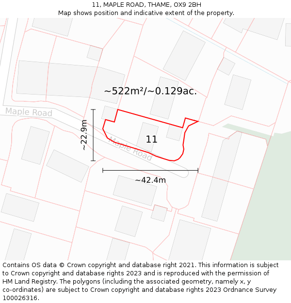 11, MAPLE ROAD, THAME, OX9 2BH: Plot and title map