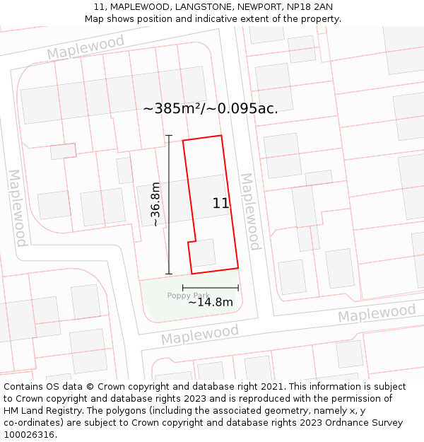 11, MAPLEWOOD, LANGSTONE, NEWPORT, NP18 2AN: Plot and title map