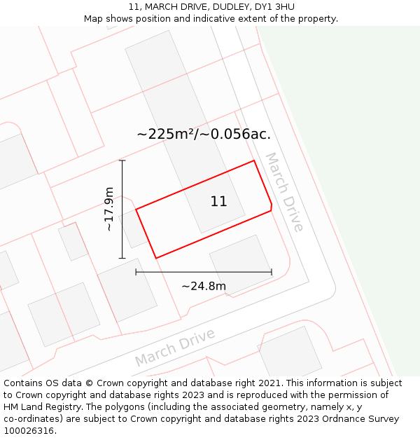 11, MARCH DRIVE, DUDLEY, DY1 3HU: Plot and title map