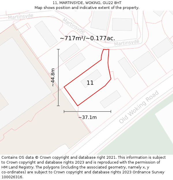 11, MARTINSYDE, WOKING, GU22 8HT: Plot and title map